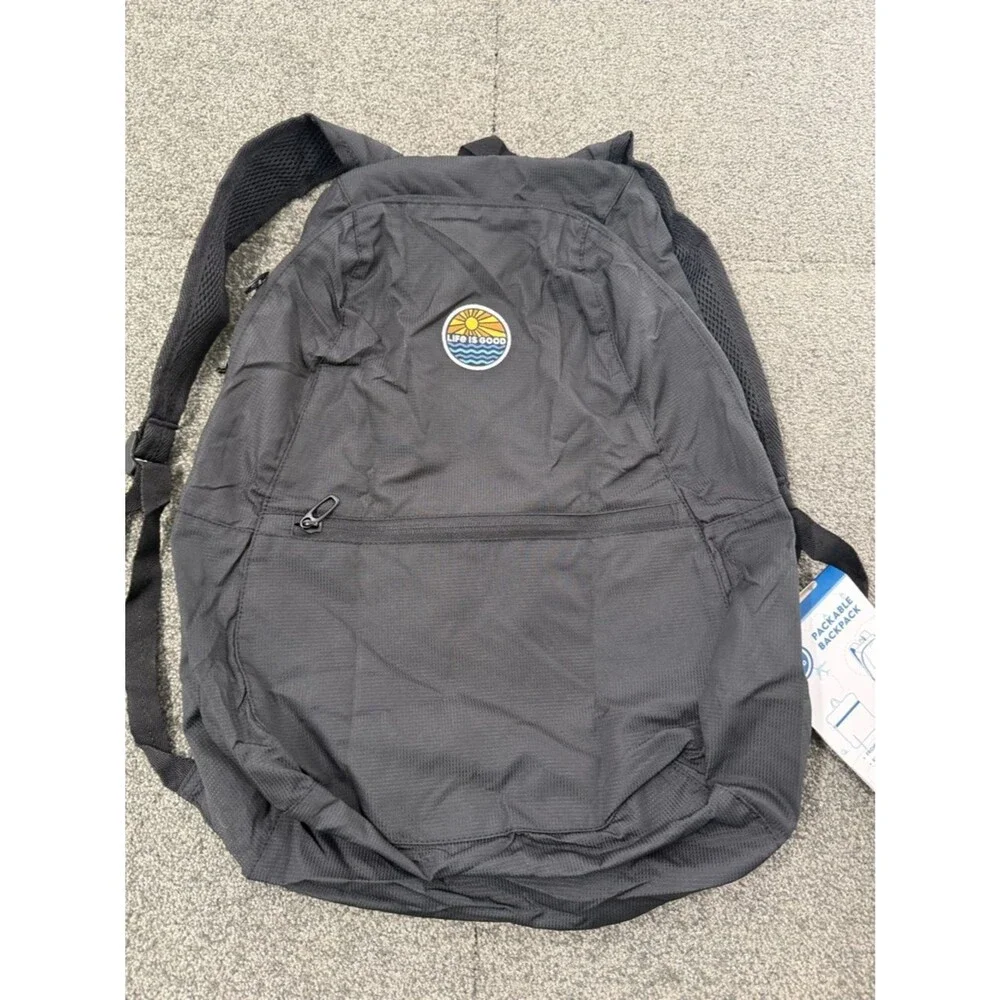 Life Is Good Backpack Unisex Black Packable Hiking Camping Travel Lightweight
